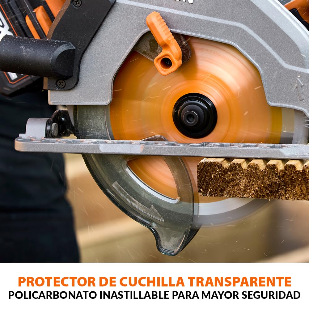 Evolution Power Tools R185CCS-Li Sierra circular sin cable y sin escobillas 18v Li-Ion Incluye hoja TCT Multi-Material Corta Madera, Metal, Plástico, Guía Incluida, Batería y Cargador Incluidos, 185mm