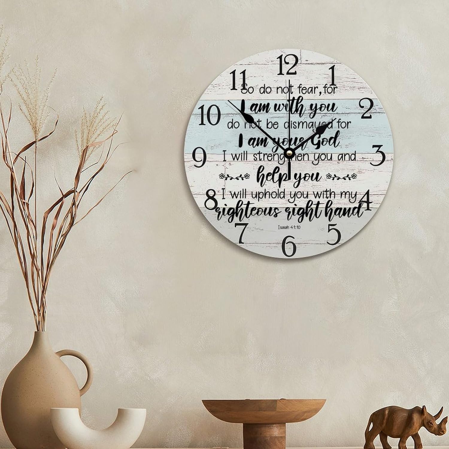 So Do Not Fear Clock Bible Verse Christian 12 Inch Round Wall Clocks Battery Operated Silent Jesus Quote Living Room Decor Gift for Man Woman Friend Anniversary