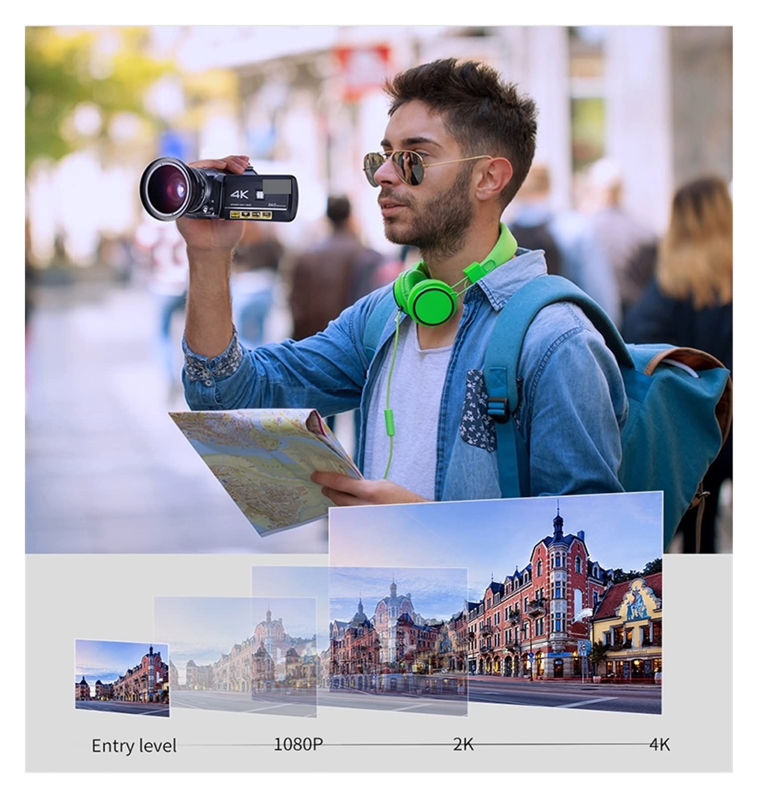 Fotocamera digitale HD per la fotografia, Videocamera 4K IR Night Vision WiFi Videocamera digitale Videocamere Vlog professionali Fotografia Full HD Configurazione semplice