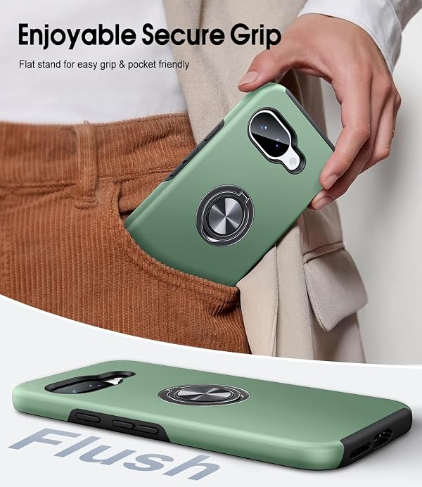 JAME for Google Pixel 10a Case with Screen Protector, Dual Layer Military Grade Protection, Shockproof Cover with Metal Ring Holder Stand Kickstand, Slim Phone Case for Google Pixel 10A, Alpine Green by JAME - Used condition - Image 7