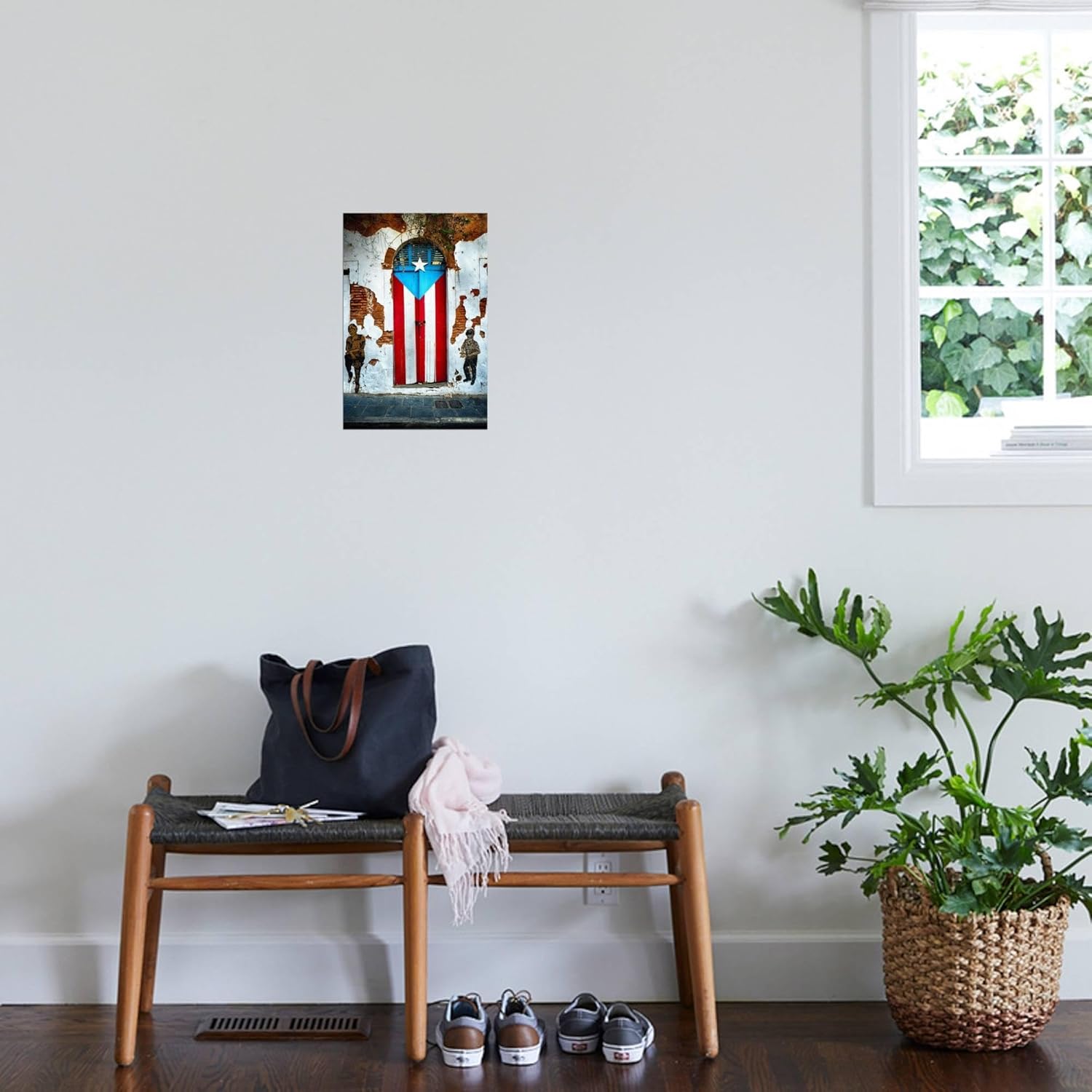 ART.COM Wall Art Prints Puerto Rican Flag Door by George Oze, Places Decor, 12" x 18"