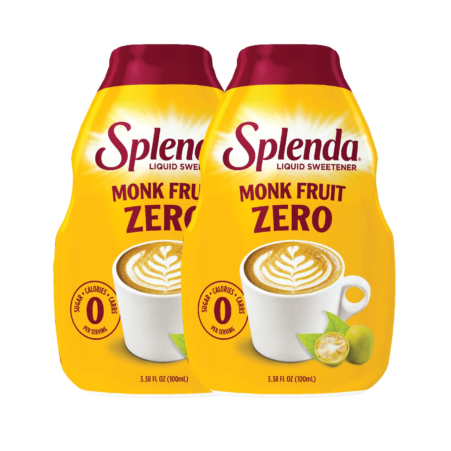 SPLENDA Monk Fruit Liquid Zero Calorie Sweetener Drops, 3.38 Fl Oz Bottle (Pack of 4)