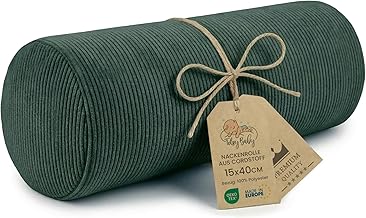 Totsy Baby Cuscino cilindrico per cervicale lombare e ginocchia per letto o divano 40x15 cm - cuscini cilindrici per corpo e yoga in schiuma con fodere in verde Velluto a coste