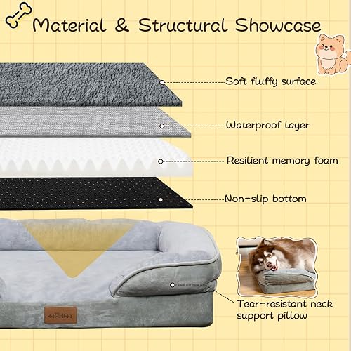 Miniatura 5 de Cama ortopédica para perros  Espuma de jaula de huevos de gran soporte, interior 100% impermeable, fácil de limpiar, funda extraíble, resistente,