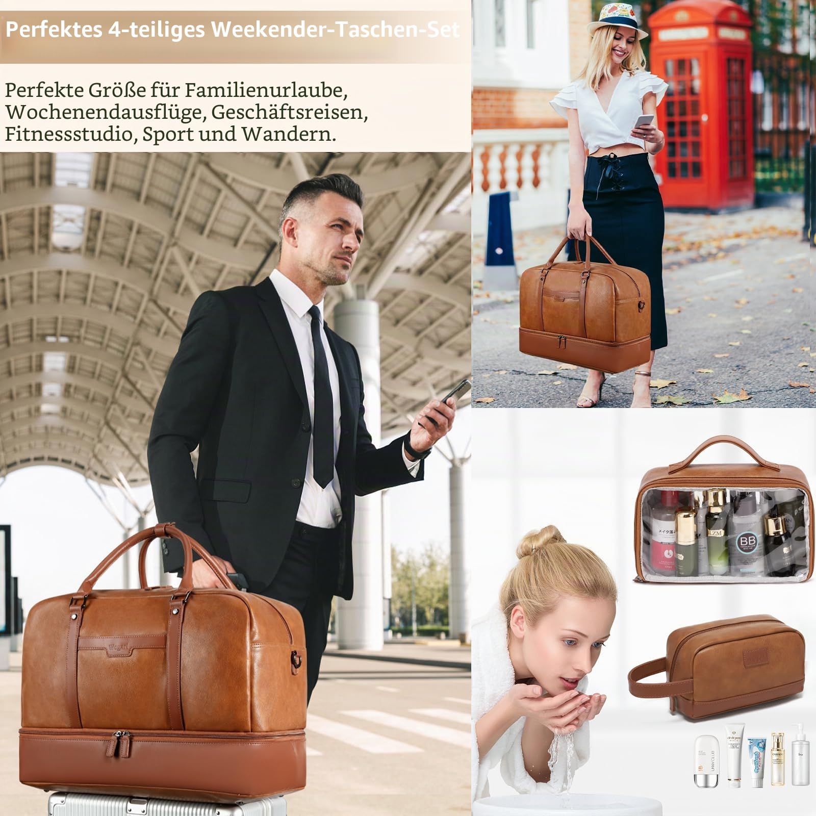 Wogarl Weekender Bag für Damen und Herren, große Übernachtungstasche, Reisetasche