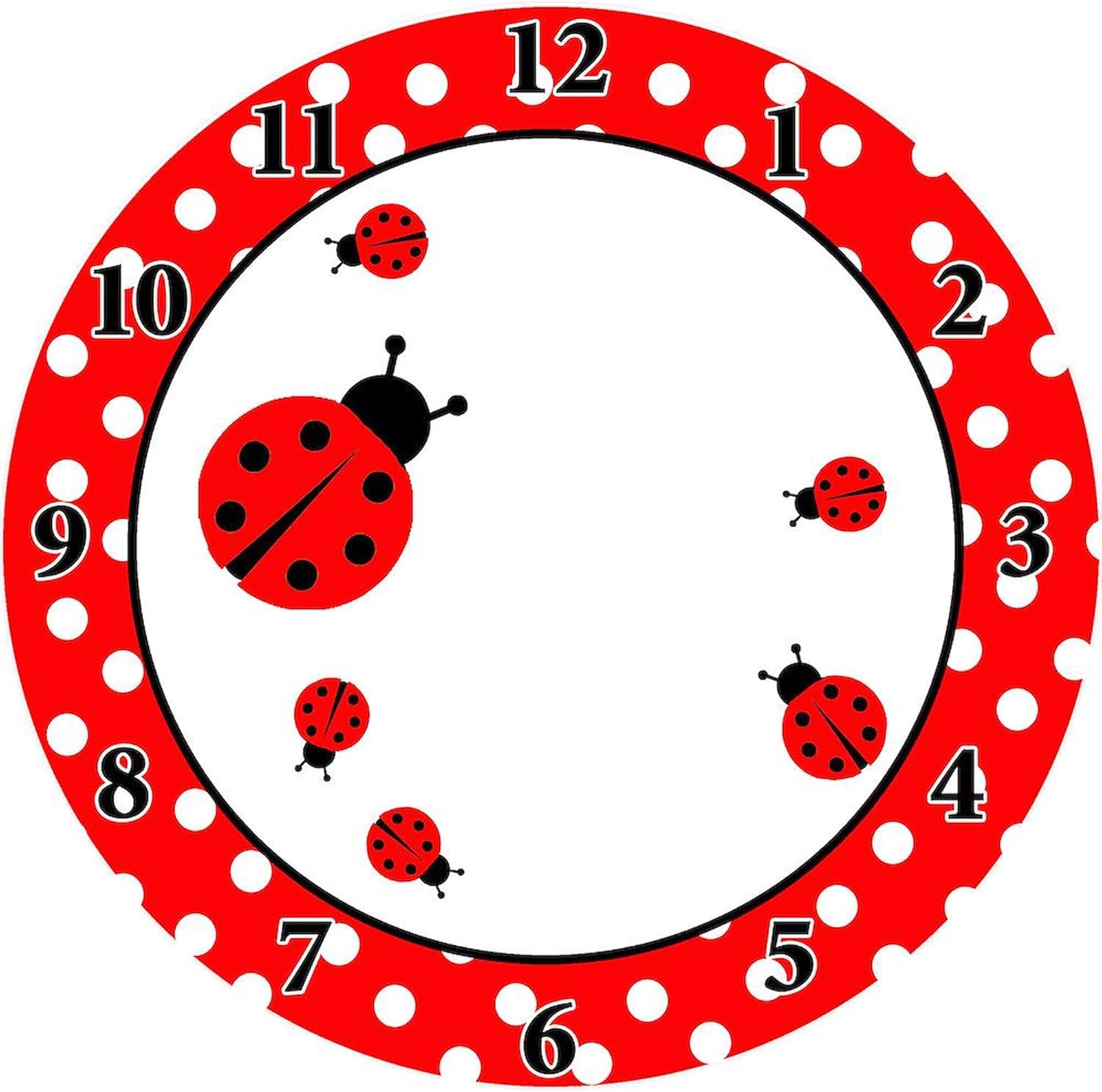 CafePress Ladybugs Wall Clock Red/White Dot 10" Wall Clock for Livingroom, Kitchen, or Office