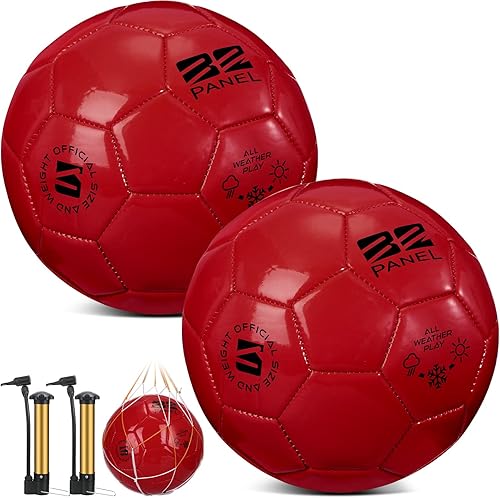 Shappy 2 pelotas de fútbol de Navidad a granel con bomba, bolsa de malla, tamaño oficial 3, 4, 5, pelota de fútbol colorida para interiores y