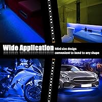 Vista 6 de Tira de 15 luces LED de 12 V, de 30 cm, resistente al agua, flexible para parte inferior de faros de auto, azul, 20