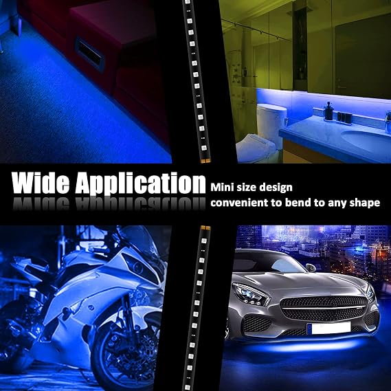 Blue 12v 15 Led 30cm Car Flexible Waterproof Underbody Light Strip Pack of 20