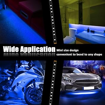 Blue 12v 15 Led 30cm Car Flexible Waterproof Underbody Light Strip Pack of 20