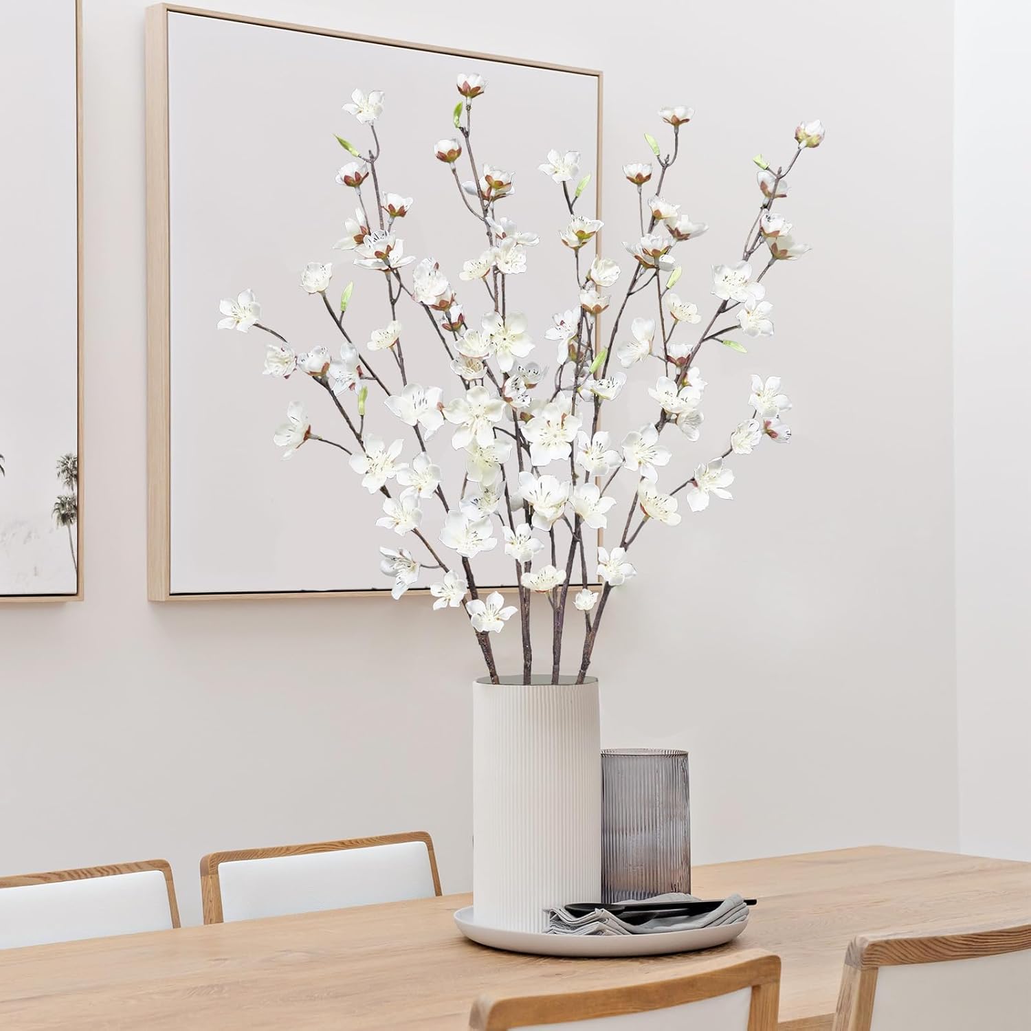 4pcs Artificial Cherry Blossom Flowers 28‘’ Tall Silk Cherry Blossom Branches Faux White Peach Stems for Wedding Home Garden Vase Decor - Image 7