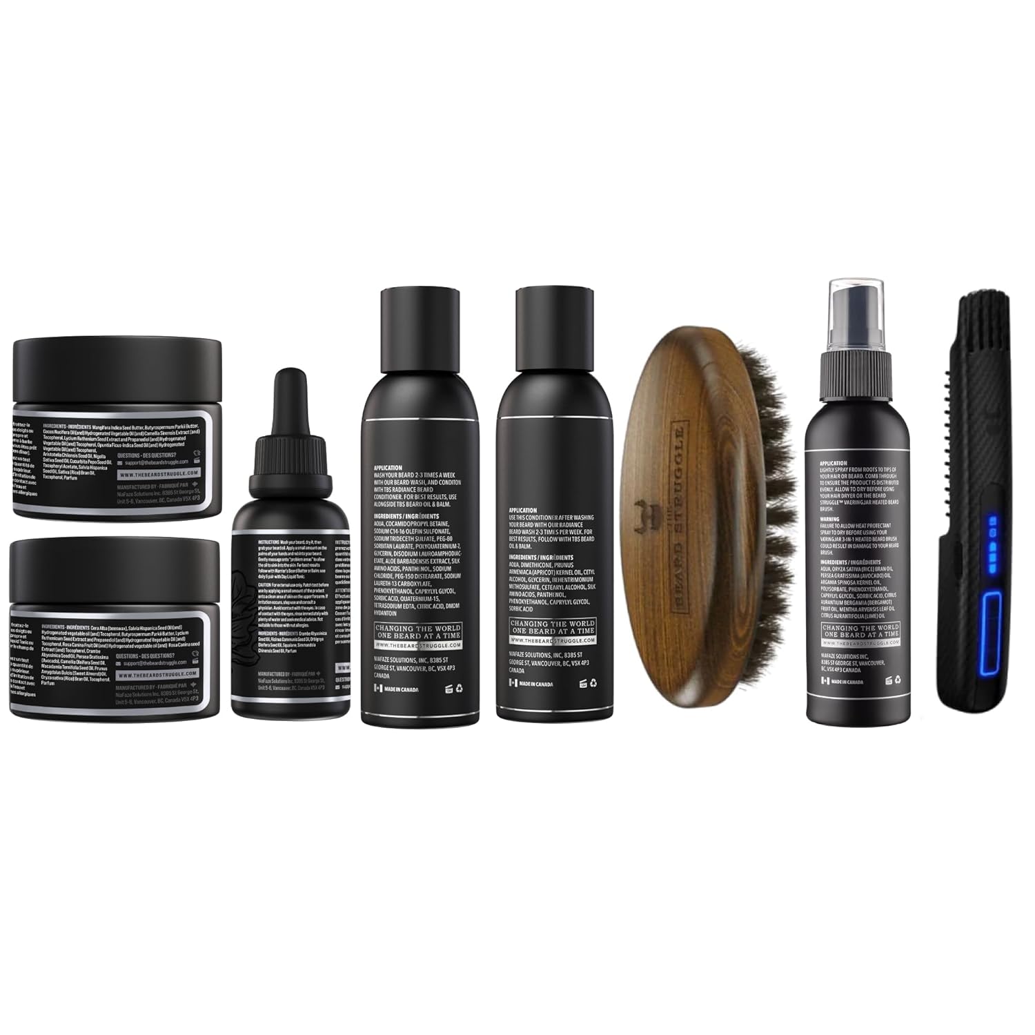 The Beard Struggle Inferno Beard Growth Kit - Includes Oils, Balm, Butter, Wash, Conditioner, Brush, Heat Spray, and the Carbon X Heated Straightener - Alfheim's Forests