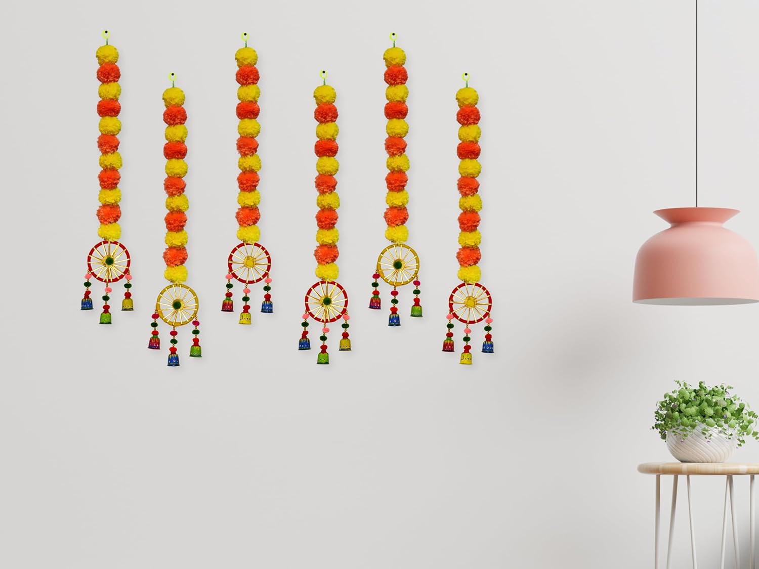 USP-Tradex Artificial Marigold Fluffy Flower Garlands – 38 Inch (Pack of 6)