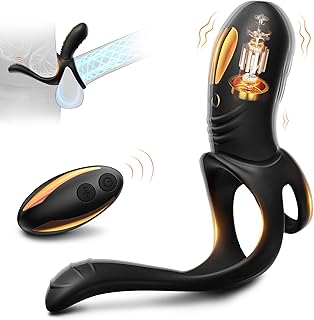 Vibrating Cock Ring Male Sex Toys,AAV 3 in1 Double Penis Ring Vibrator with 10 Vibration Modes,Male Penis Vibrator Adult Toys with Remote Control for Erection Enhancing,Sex Toy for Men Couple Pleasure