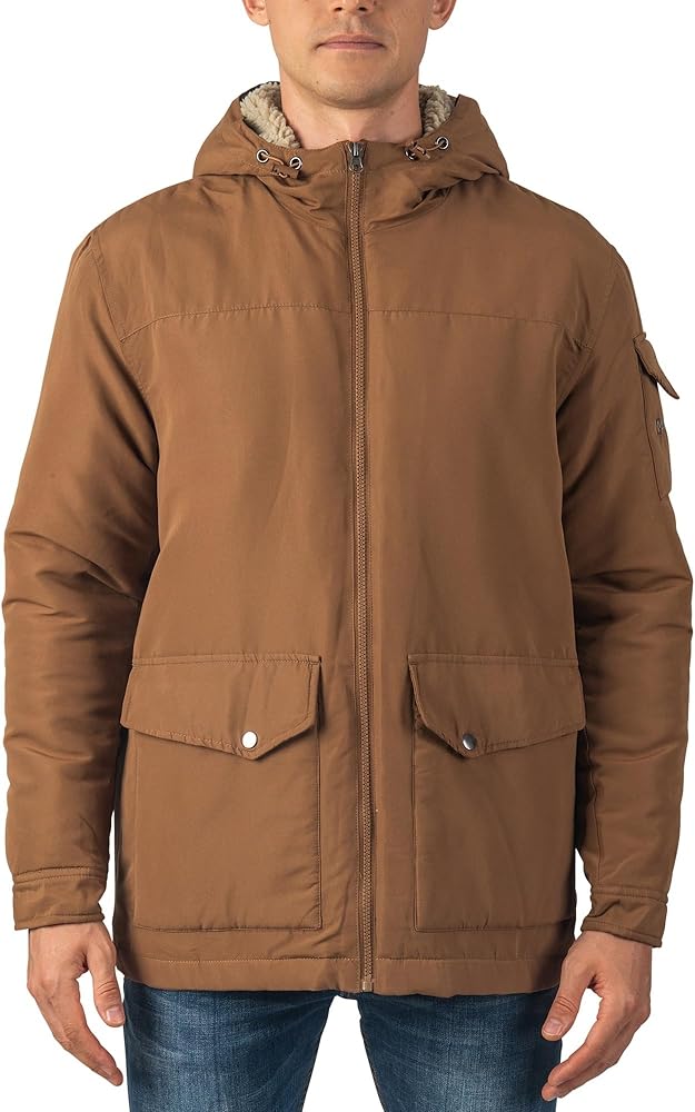 Alpine Swiss Shane Mens Sherpa Lined Parka Hooded Winter Coat