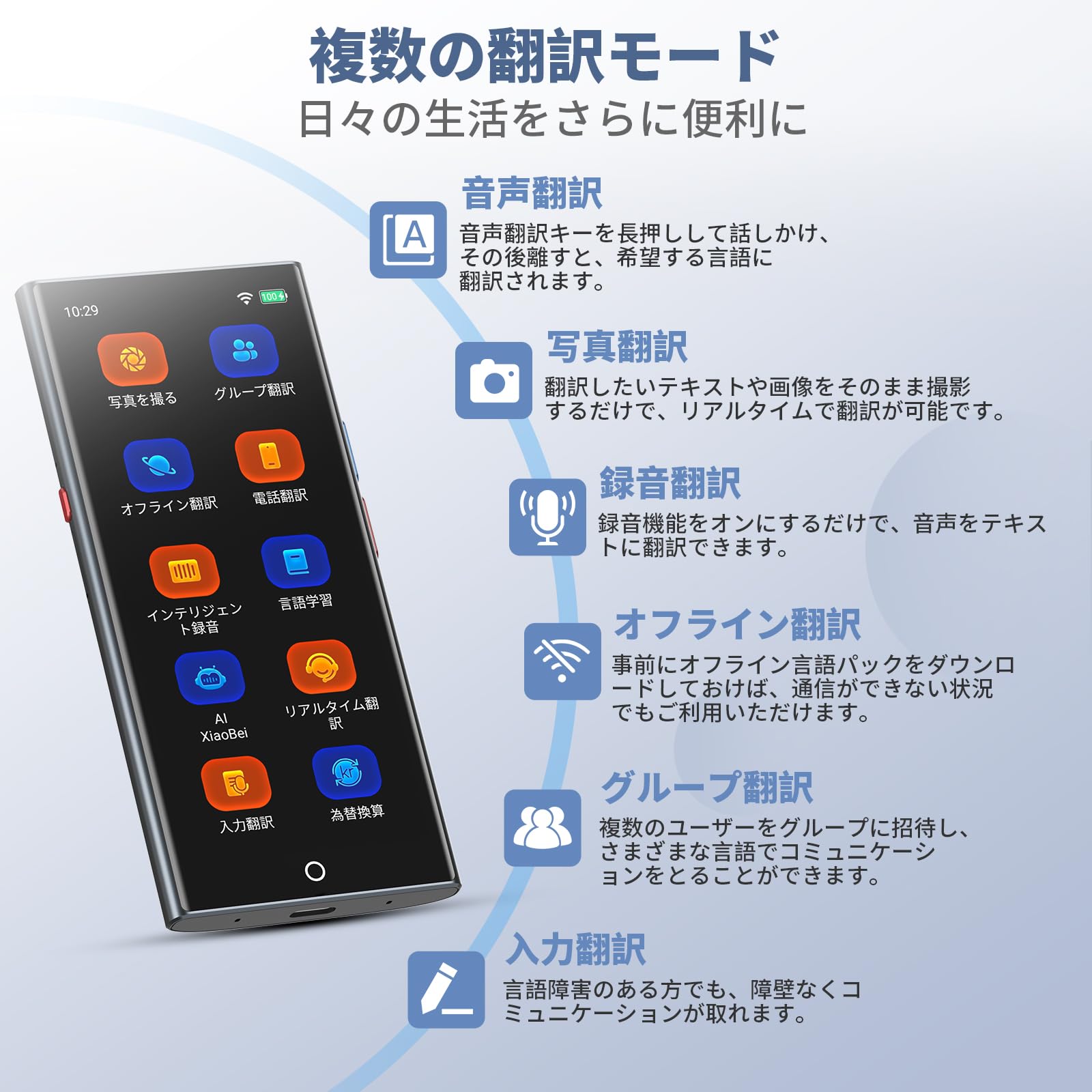 Amazon.co.jp: MUMEOMU A80-lite AI翻訳機 音声翻訳機 ChatGPT搭載