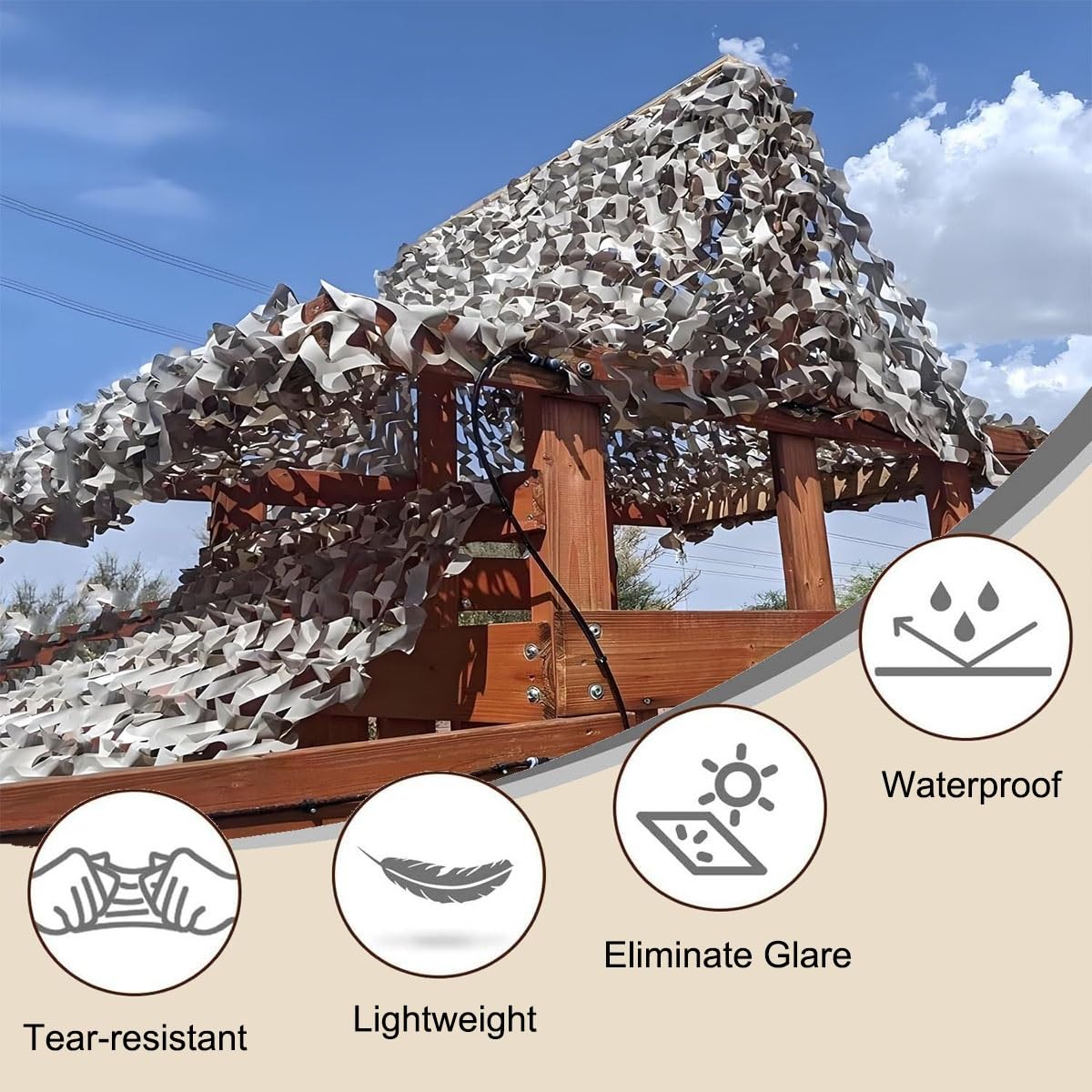 Tarnnetz Sonnenschutz 2x5 3x6 4x8 5x8 6x6 7x10m, UV-Schutz Camouflage Net Sichtschutz Tarnung Netz Für Dekoration, Jagd, Jalousien, Schießen, Camping(4m x 5m)