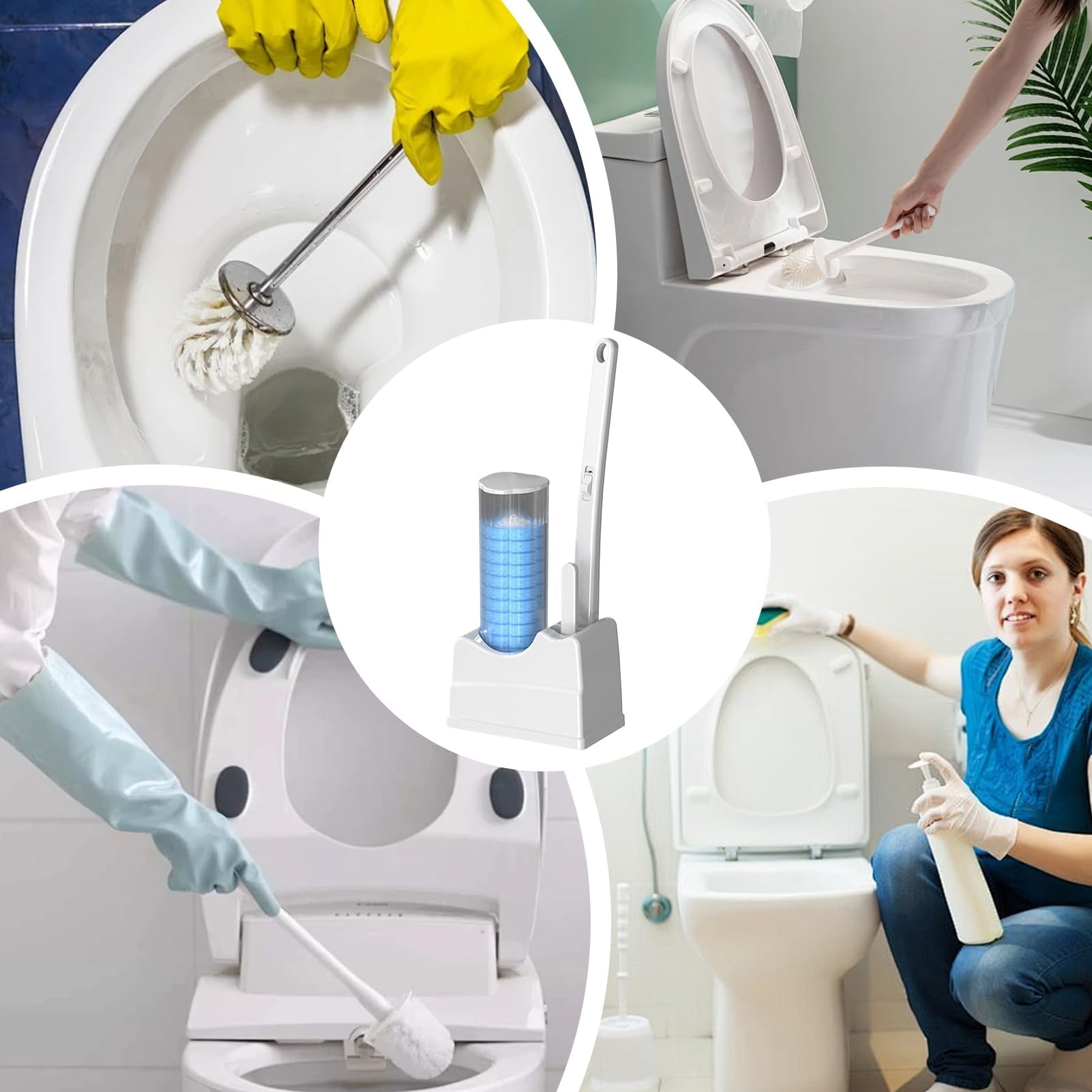 WC-Schüssel-Reinigungsbürsten-Set mit Ersatzköpfen und Halter – unverzichtbares Badezimmer-Reinigungswerkzeug für Toiletten, Waschbecken und Wannen