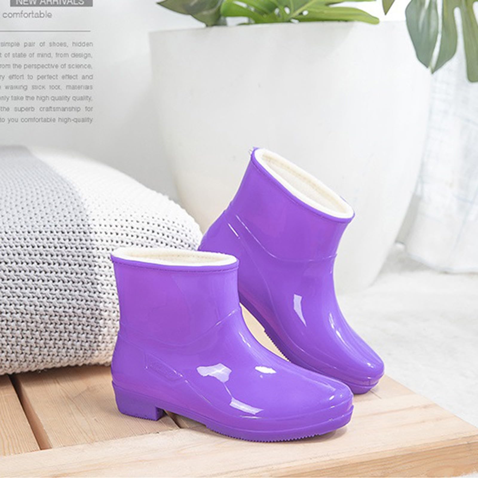 Botas de goma forradas para mujer, botas de lluvia cortas, botas de lluvia, zapatos de goma, antideslizantes, zapatos de jardín, botines impermeables, botas de lluvia, botas de goma, botas de lluvia