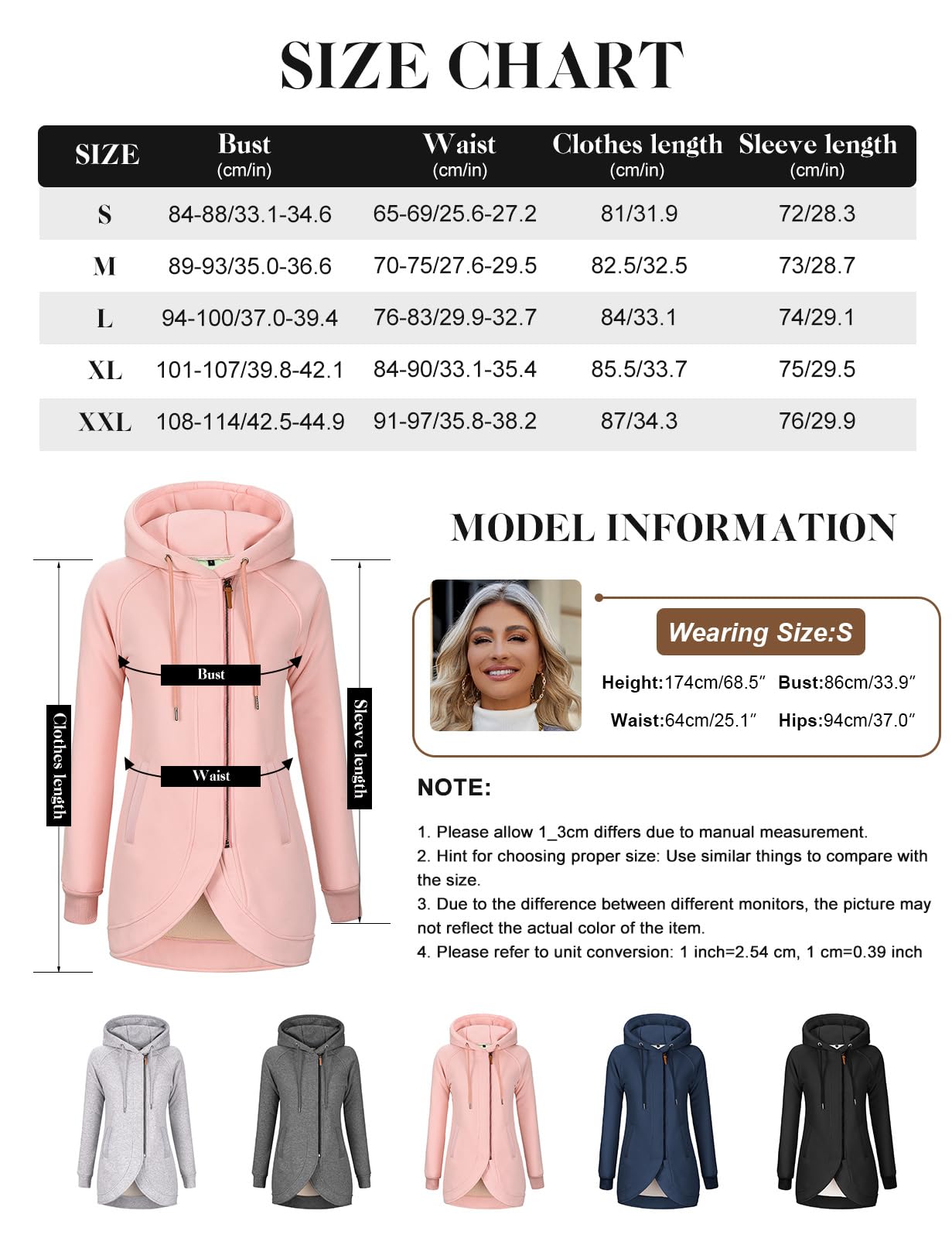 Lonya Sweat à Capuche Femme Manteau Chaud Hiver Veste Polaire Sweat a Capuche Zippé avec Poches Femme Manches Longue Femme Hoodies Sweatshirt