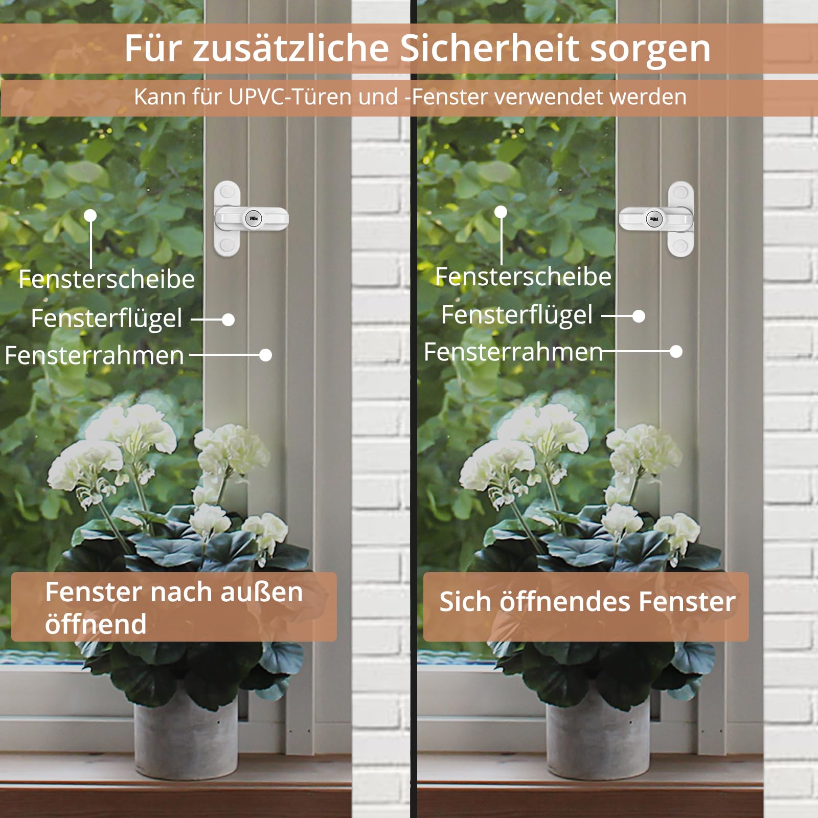 Kamtop Fensterschlösser Fenstersicherung 4x Fenster Türbegrenzer Sash Jammer Fenstersicherheitsschlösser UPVC Türflügel-Störsender Sicherheitsbeschränkungsschloss für UPVC Tür Fenster Weiß