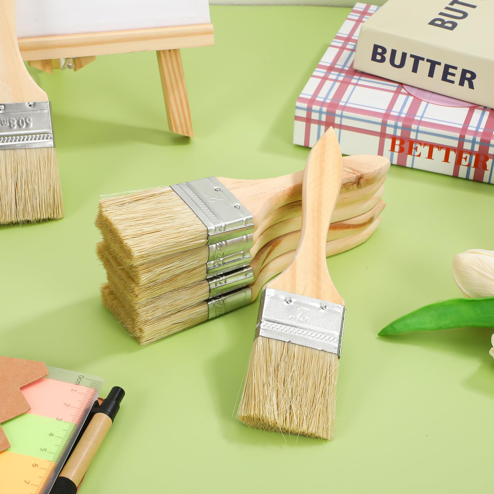 Lurrose 30pezzi Pennelli Con Manico in Legno Per Pittura Pennello Piatto Per Vernice Su e Recinzioni Per Interni Ed Esterni