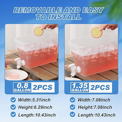 Miniatura 3 de Dispensador de agua de plástico para nevera, 4 unidades, con grifo para nevera, fiesta, bebidas heladas (0.8 galones, 1.35 galones)