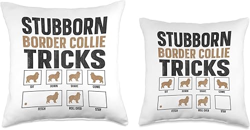 Miniatura 3 de Funny Dog Shirts & Border Collie Gifts Funny Dog Stubborn Tricks Border Collie Owner - Almohada de 16 x 16 pulgadas, multicolor