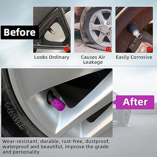 Miniatura 3 de Kewucn 8 tapas para vástago de válvula de neumático de automóvil, tapas de aire de aleación de aluminio con anillo de goma, resistentes a la