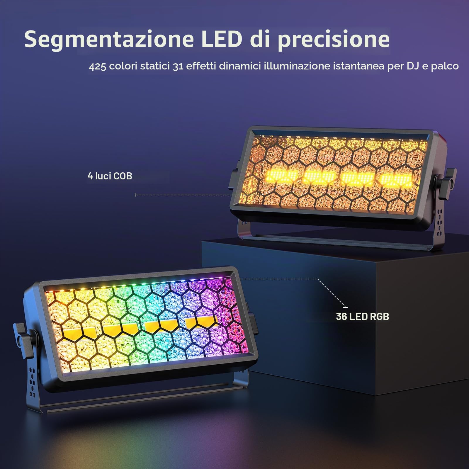 120W LED Wall Washer,4x30W COB Oro + 36 LED RGB,LEDs DMX512 Luce di Festa DJ Bar Stroboscopico Discoteca per Edifici e Eventi dal Vivo,Bar,Discoteca,Natale,Halloween,Feste,Matrimoni