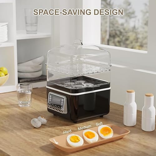 Miniatura 7 de 2 Tiers Electric Food Steamer for Cooking, 4 QT Digital Multi Vegetable Steamer with BPA-Free Stackable Baskets, Rapid Egg Cooker Egg Steamer with
