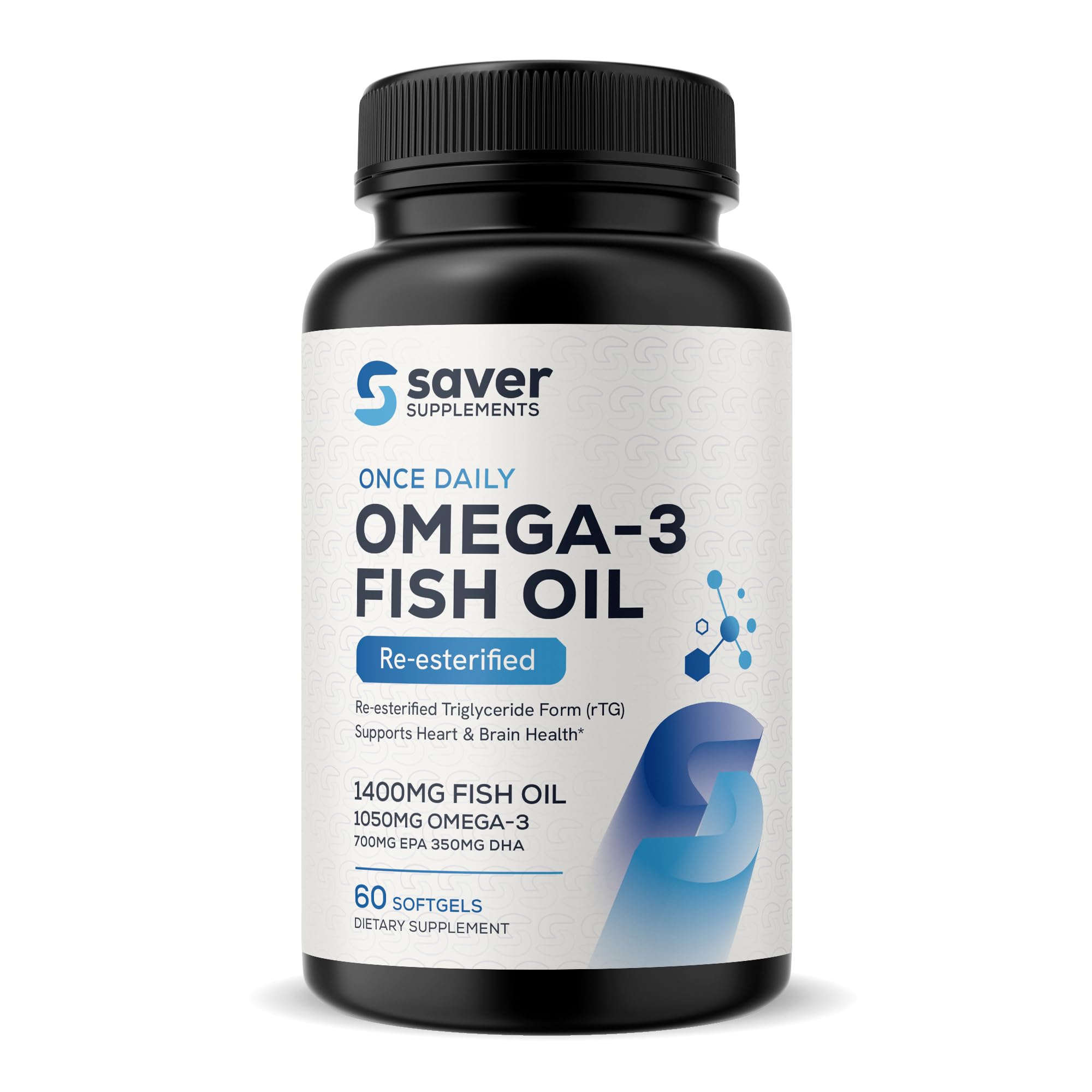 Omega 3 Fish Oil 1400 mg for Women & Men, 60 Softgels