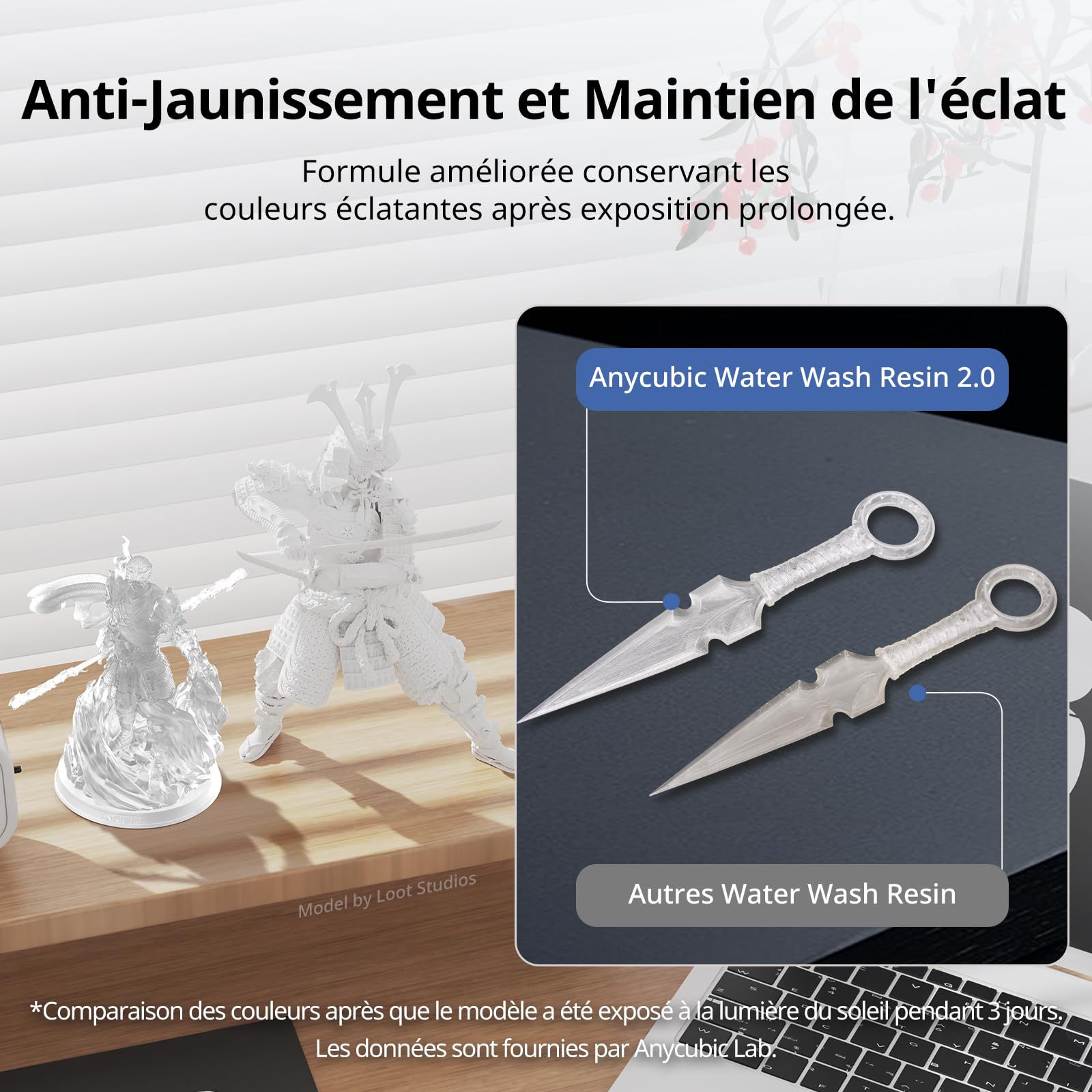Anycubic Résine Lavable à l'Eau 2.0 pour Imprimante 3D LCD, UV 405 nm, Haute Précision, Gris 4KG