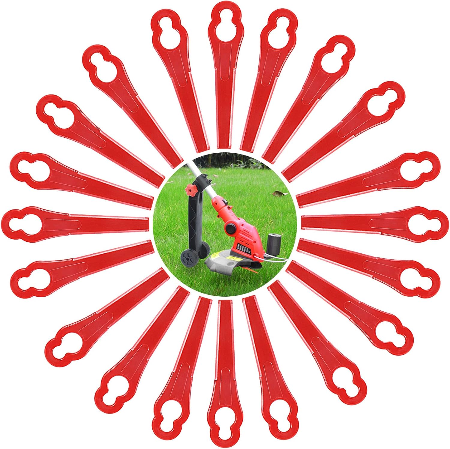 100 Stück Rasentrimmer Messer Kunststoff, Kunststoff Ersatzmesser