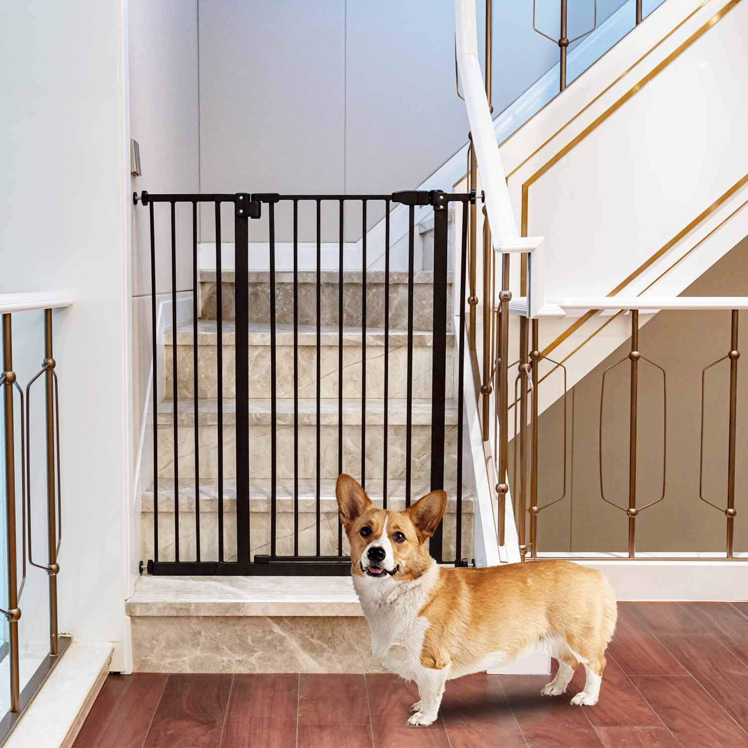 Extra Tall Top Of Stairs Gate Hardware Mounted Black Regalo, 48 OFF