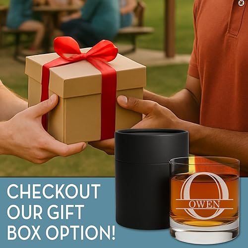 Miniatura 7 de Monograma grabado personalizado de 1025 onzas vaso de rocas de whisky regalo del día del padre Halpert