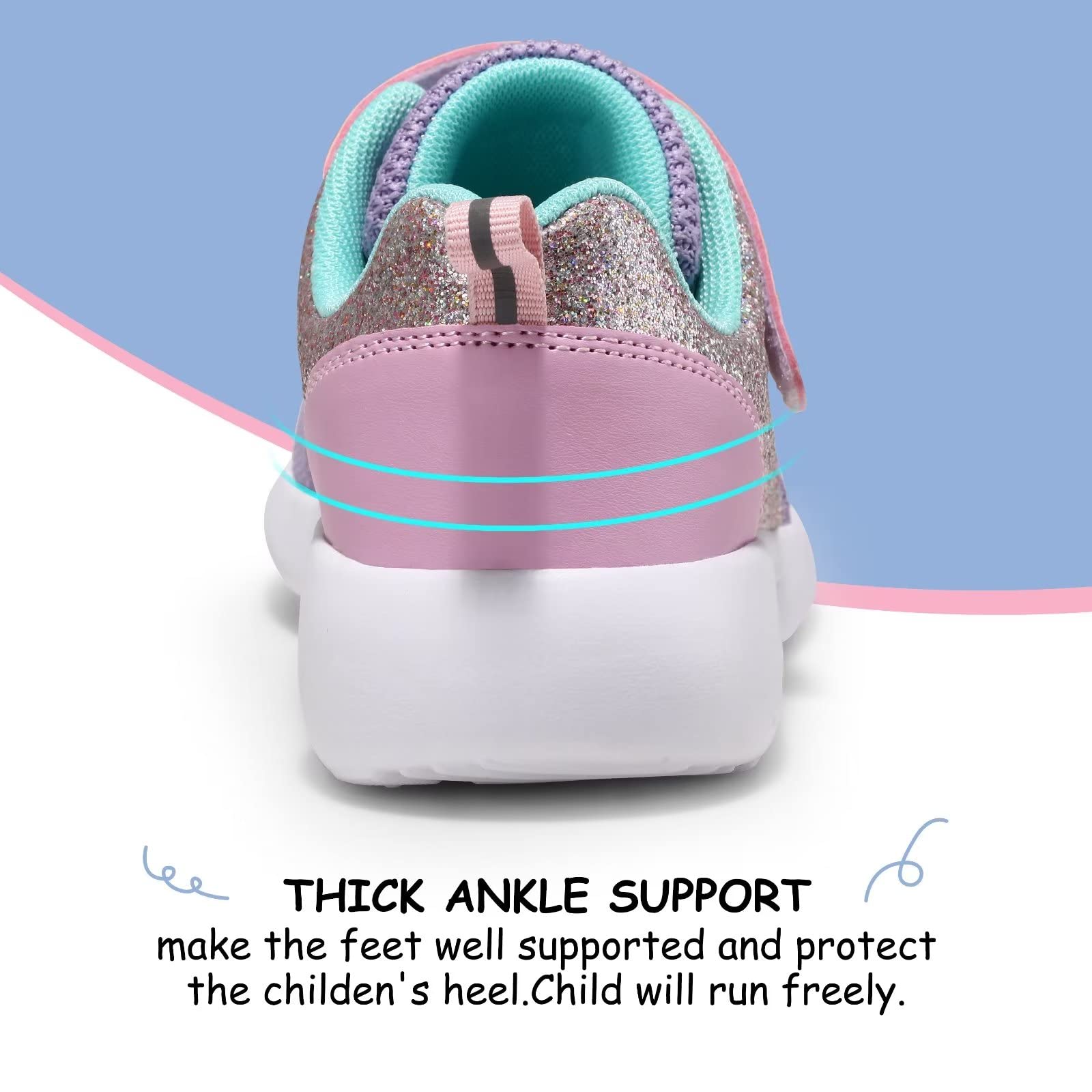 Harvest Land Girls Trainers Kids Athletic Shoes Toddlers Glitter Sneakers Breathable Tennis Running Sports Shoes — view 6