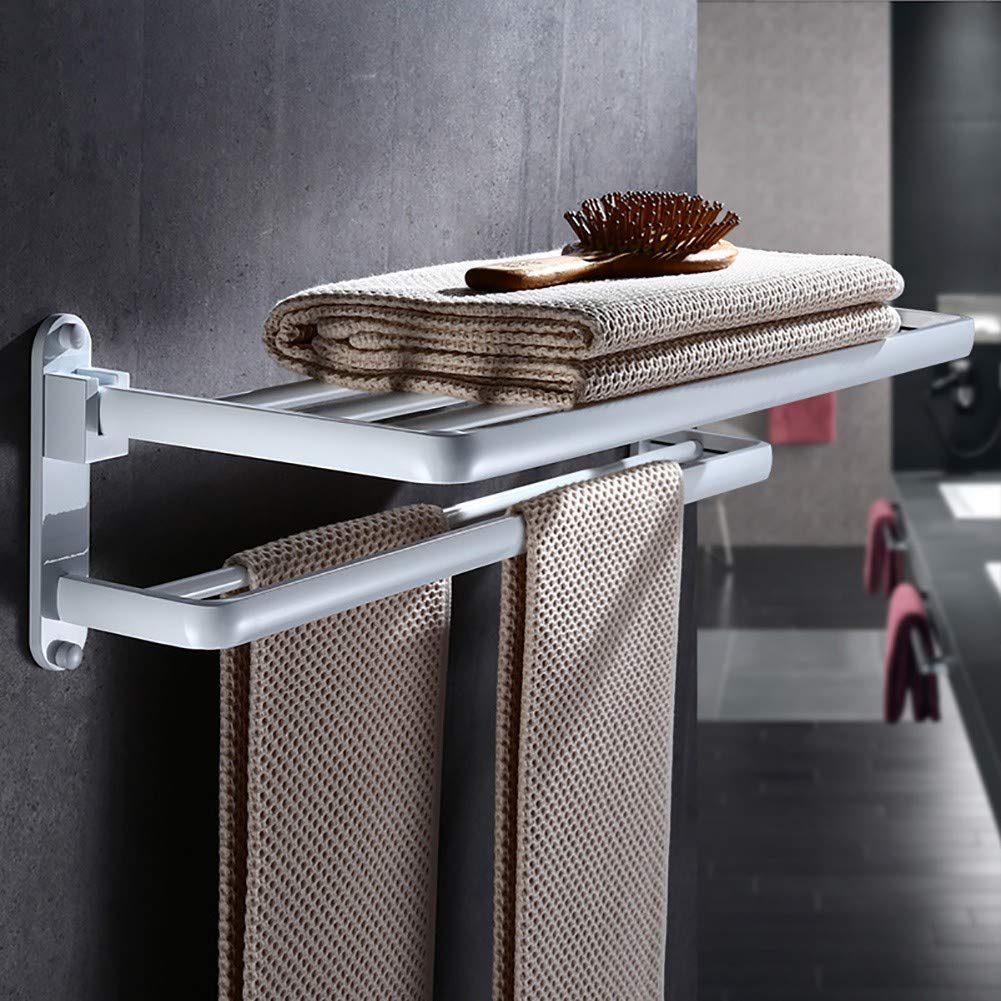 Porte-serviettes mural plaqué blanc double barre anti-encombrement