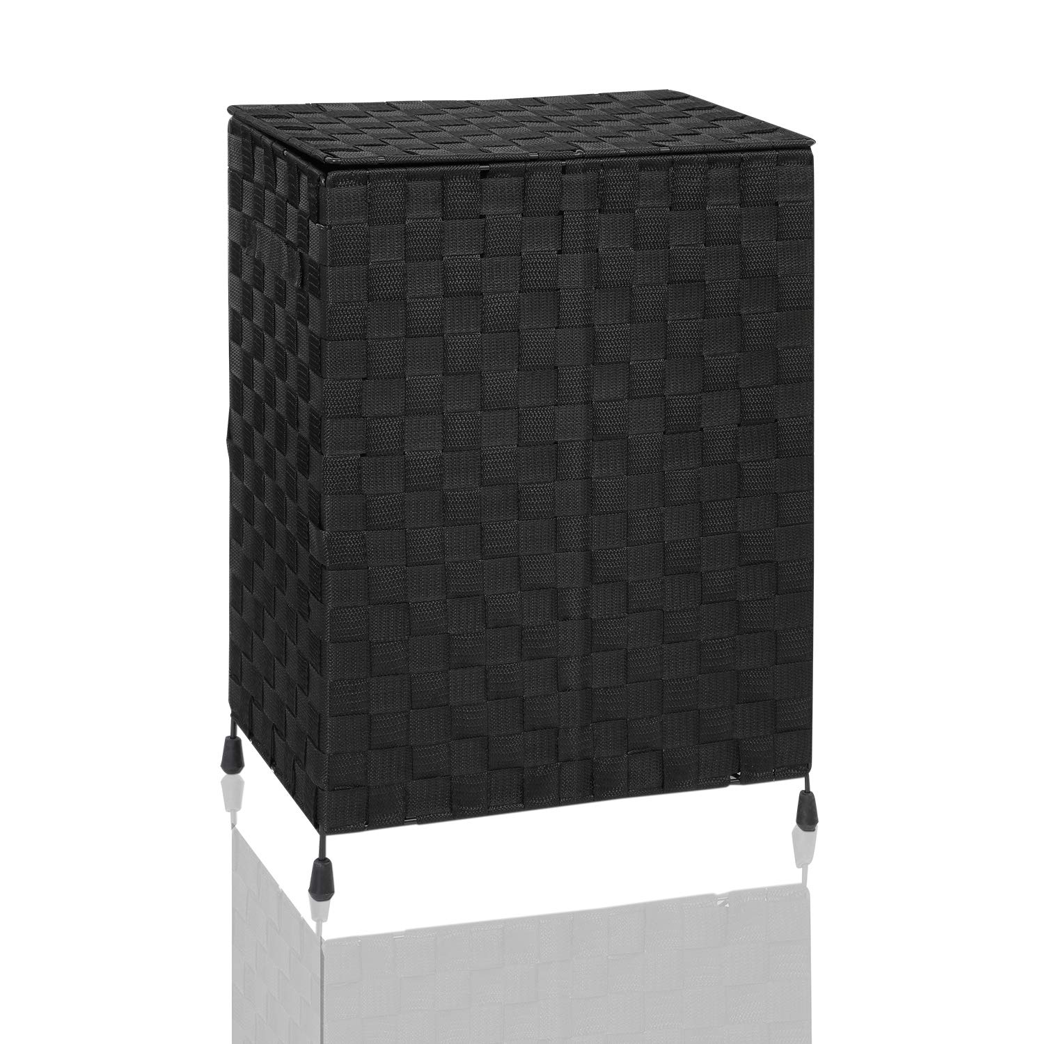Arpan Large Nylon Folding Laundry Hamper Basket With Lid & Handle - Black
