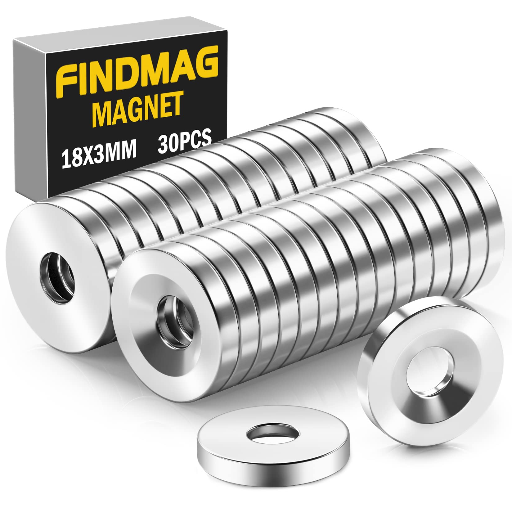 FINDMAG 30Pack Neodymium Magnet Small Industrial Round Rare Earth Magnets