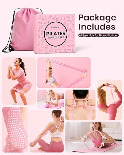 Miniatura 2 de Juego de anillos de pilates para mujer, equipo de pilates de entrenamiento en casa con bandas de resistencia, círculo mágico de 14 pulgadas, mini