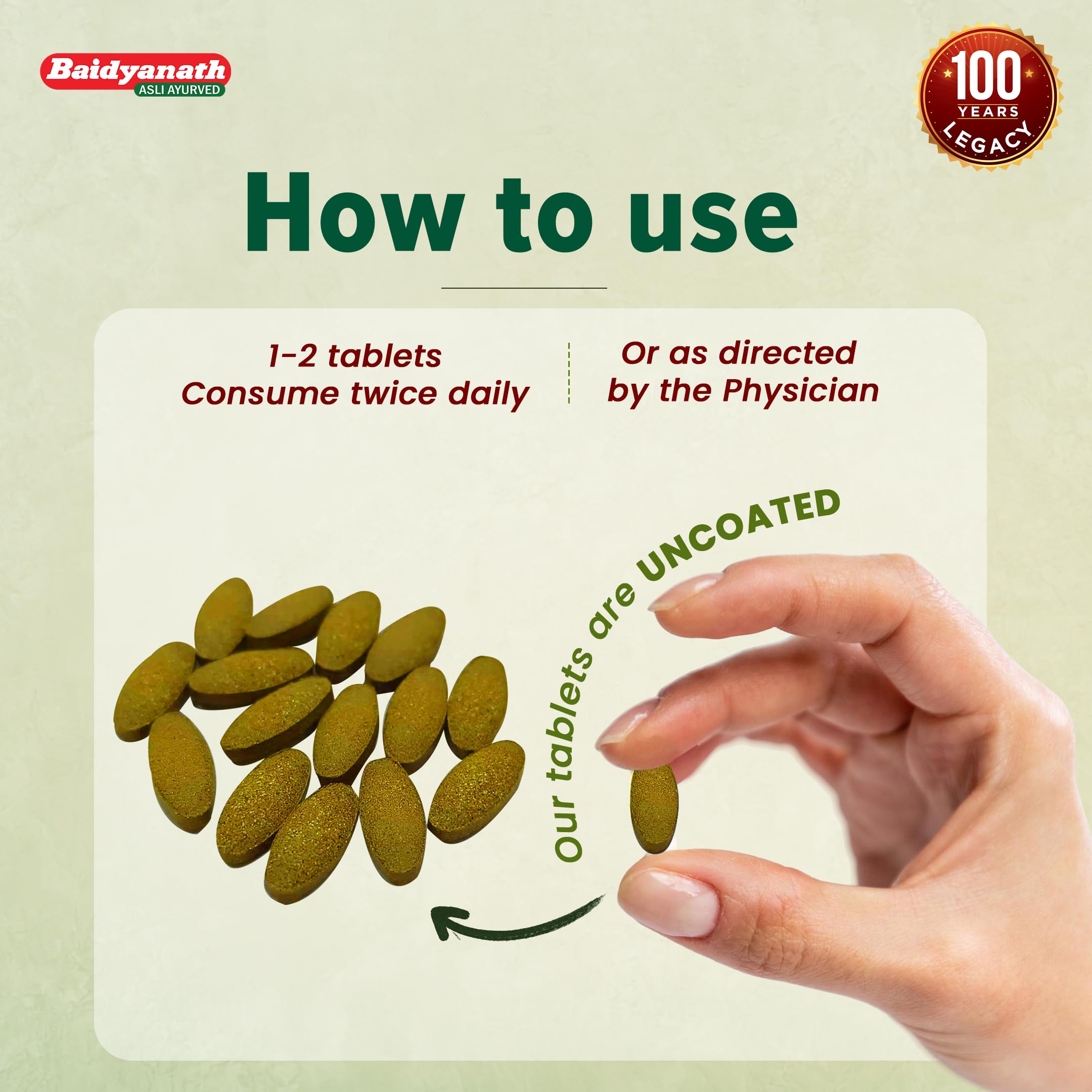 Baidyanath Hadjod - 60 Tablets (Pack of 2) | Supports Bone Strength, Joint Flexibility & Mobility | 3