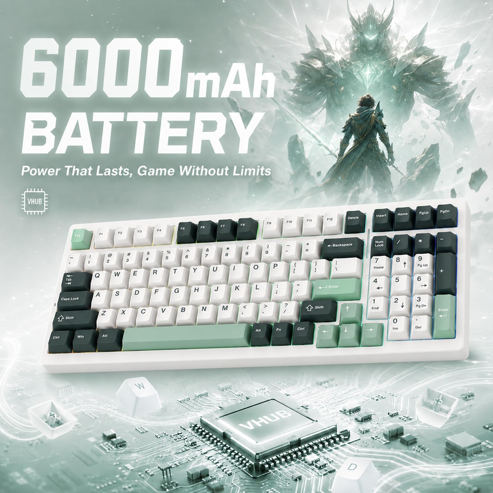 VGN Tastiera da gioco wireless S99, tastiera meccanica Tri-Mode BT/2.4G/USB-C, tastiere per computer hot swap, interruttori lineari pre-lubrificati, tastiera Bluetooth RGB personalizzata per Mac Win