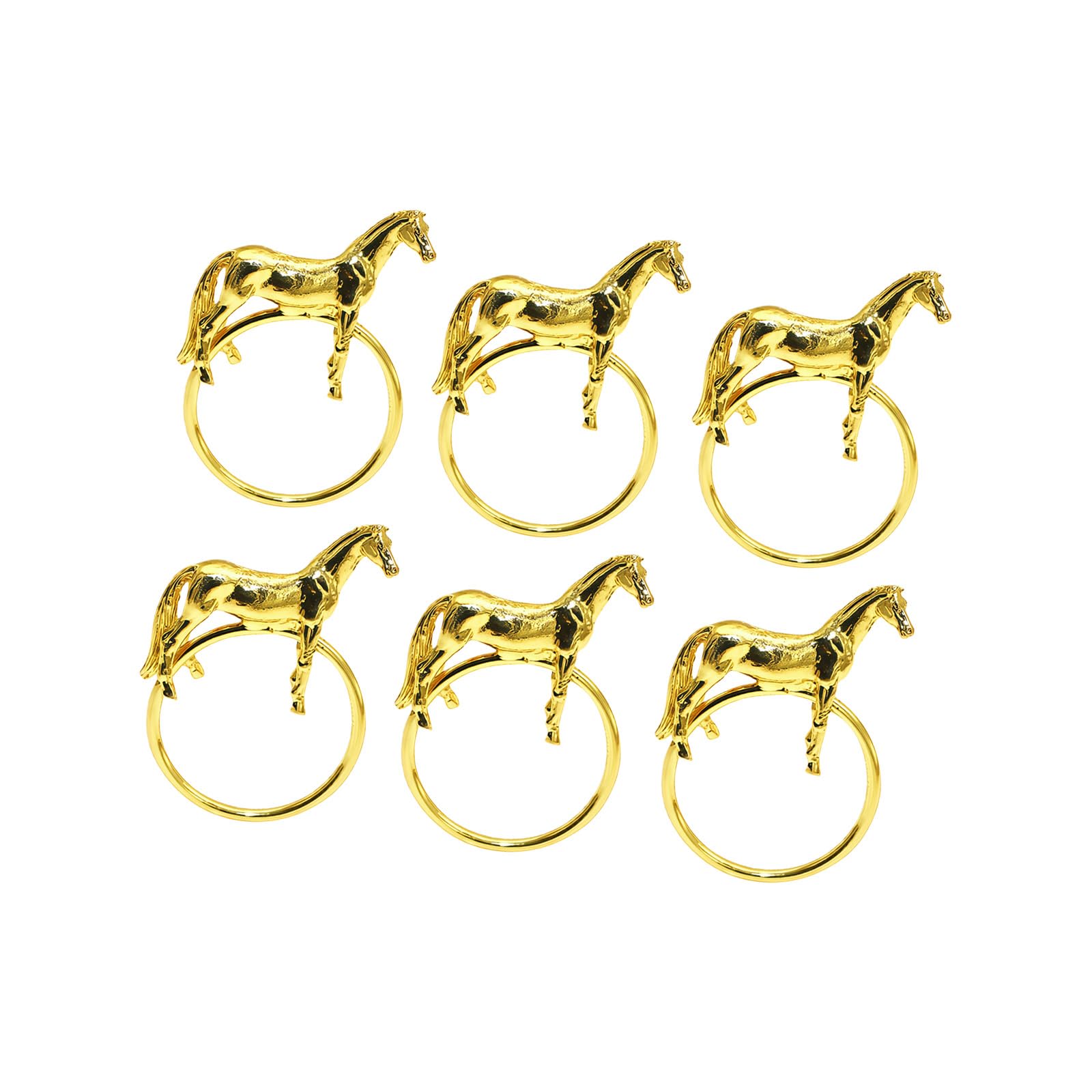 Jazuaiao Of 6 Elegant Horse Napkin Rings Alloy Western Equestrians Napkin Buckle for Dining Table Parties Event Decors Metal Napkins Rings Elegant Napkins