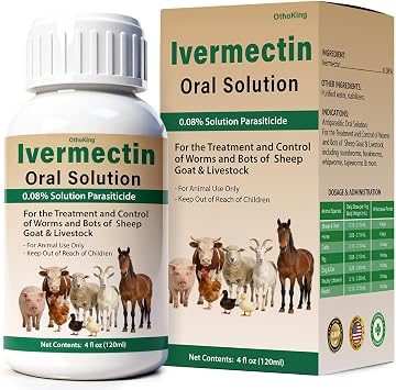 Ivermectin Liquid for Sheep, Goat, Poultry & More, Supports Gut & Digestive Health, Overall Vitality, 120mL