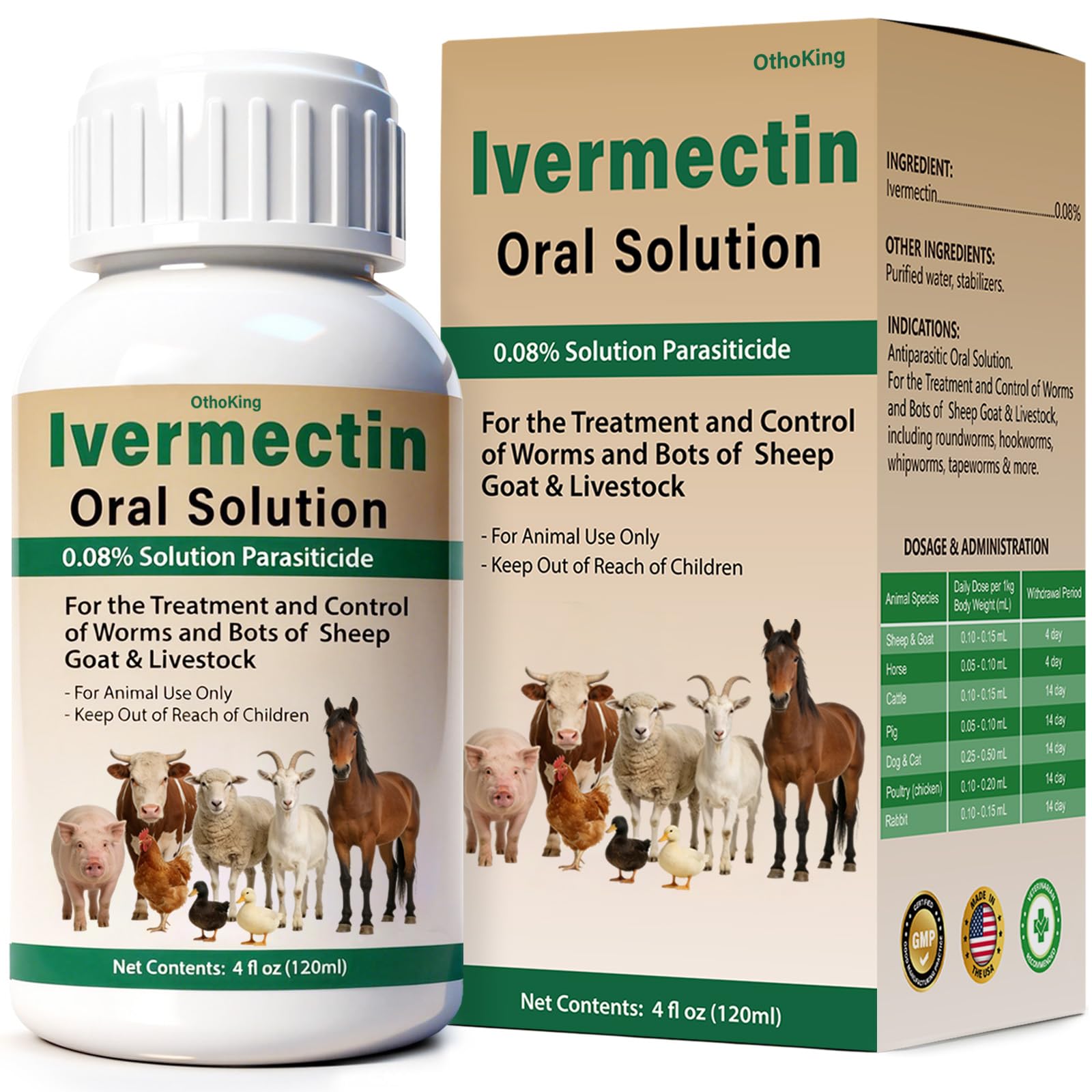 OthoKing Ivermectin Liquid for Sheep Goat and Poultry