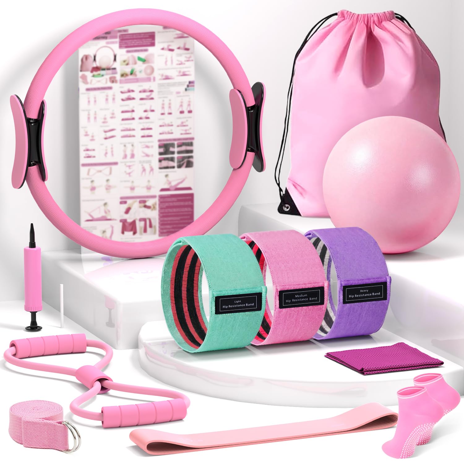 Kit de Pilates para exercícios em casa, kit essencial de Pilates