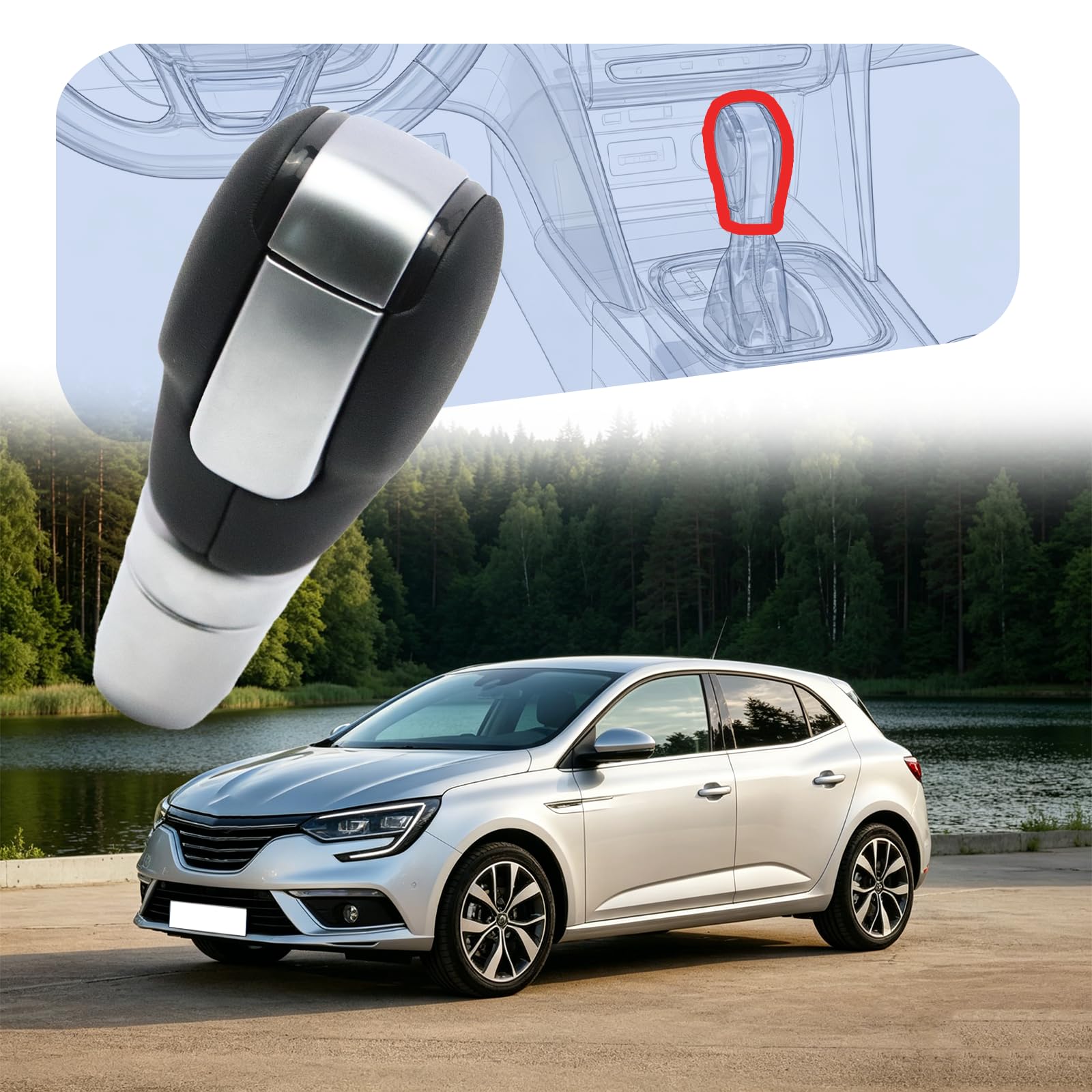 Pomello Cambio Automatico per Renault Koleos Kadjar Me-g-ane IV Talisman Pomello Cambio Auto Cromato Automatico 328652311R Leva Manuale 328650419R