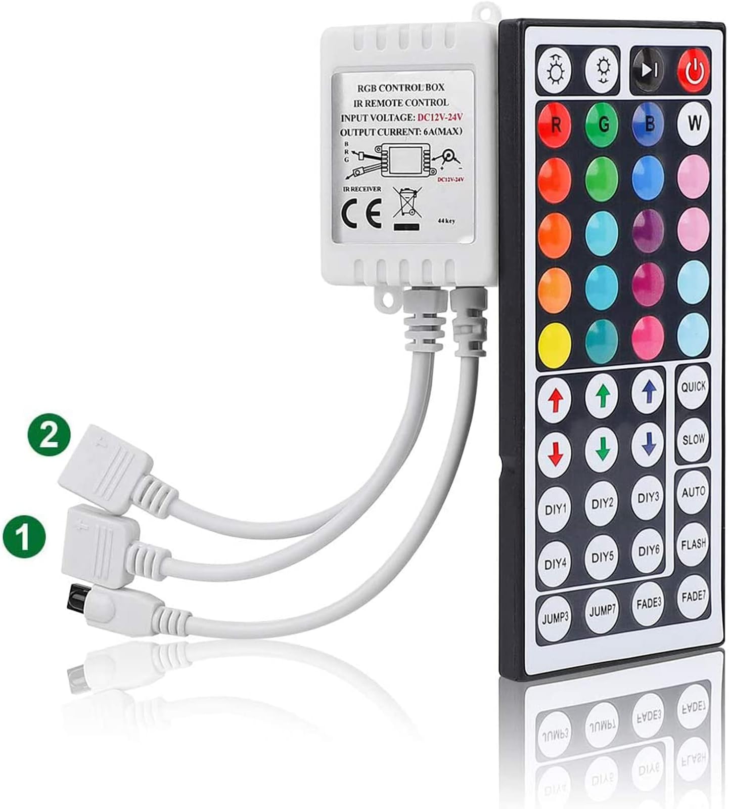 SUPERNIGHT RGB Light Strip Remote Controller, 2-in-1 4 Pin Dimming Dimmer Brightness Flash Mode Control Options for LED Tape Light,12V DC LEDs Rope Lighting (2 Ports)