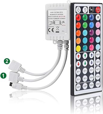 SUPERNIGHT RGB Light Strip Remote Controller | 2-in-1 4 Pin Dimming Dimmer Brightness Flash Mode Control Options for LED Tape Light,12V DC LEDs Rope Lighting (2 Ports)
